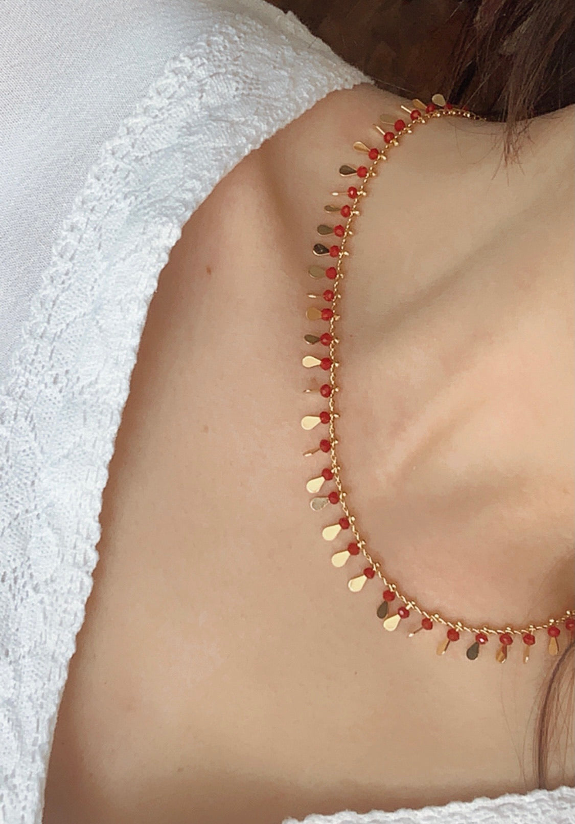 Collar Pepitas Rojo/ Azul